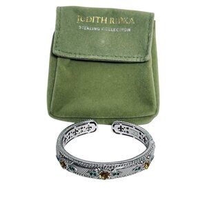 Judith Ripka Sterling Silver, Clear CZ, Citrine And Emerald Cuff Bracelet (5945)